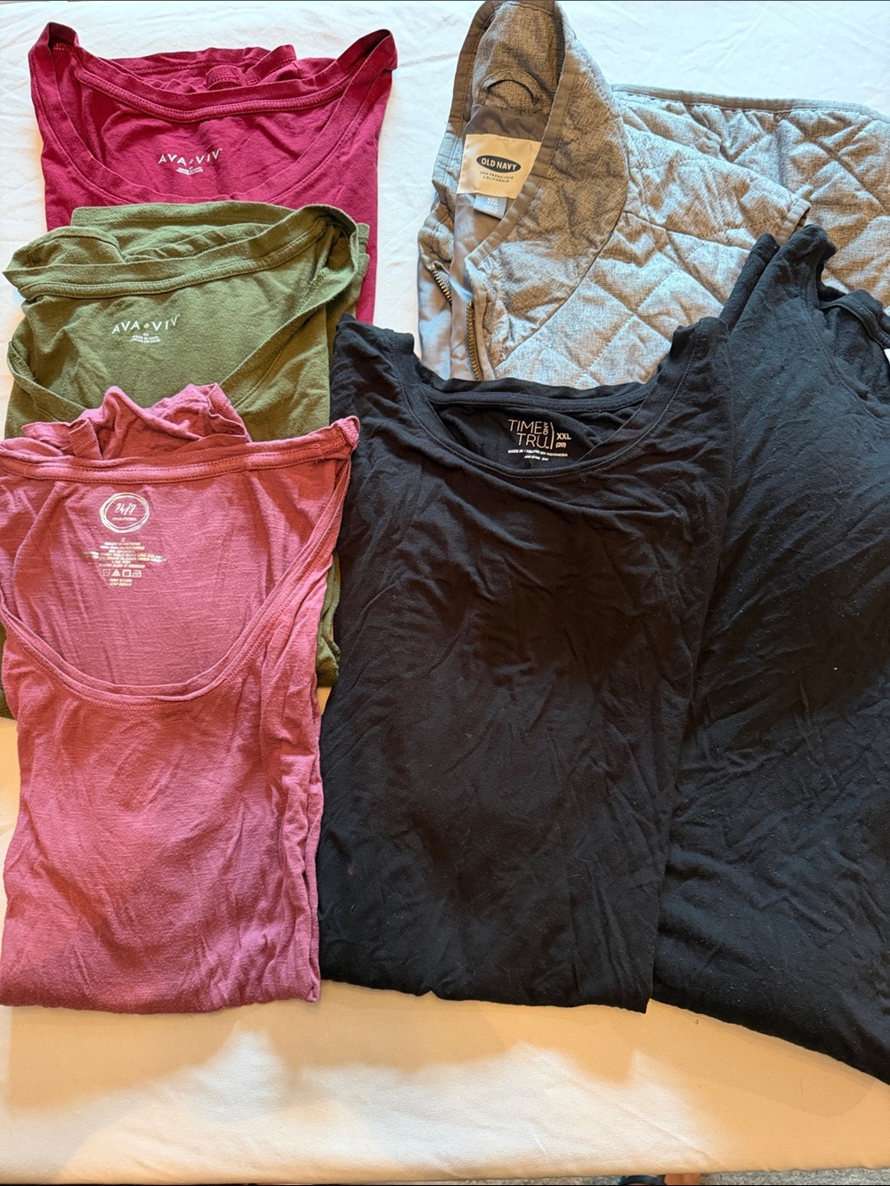 Woman’s bundle-2 black dresses, 3 t-shirts, 1 vest